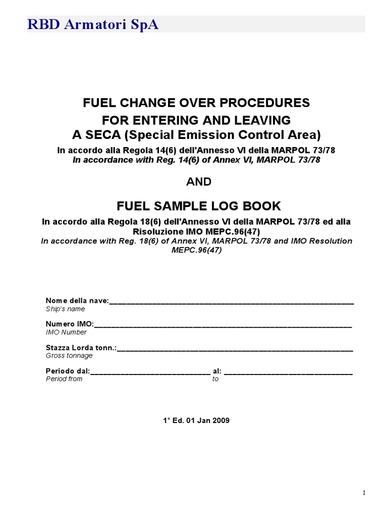001 Fuel Changeover Procedure Marpol ViGenerico PDF