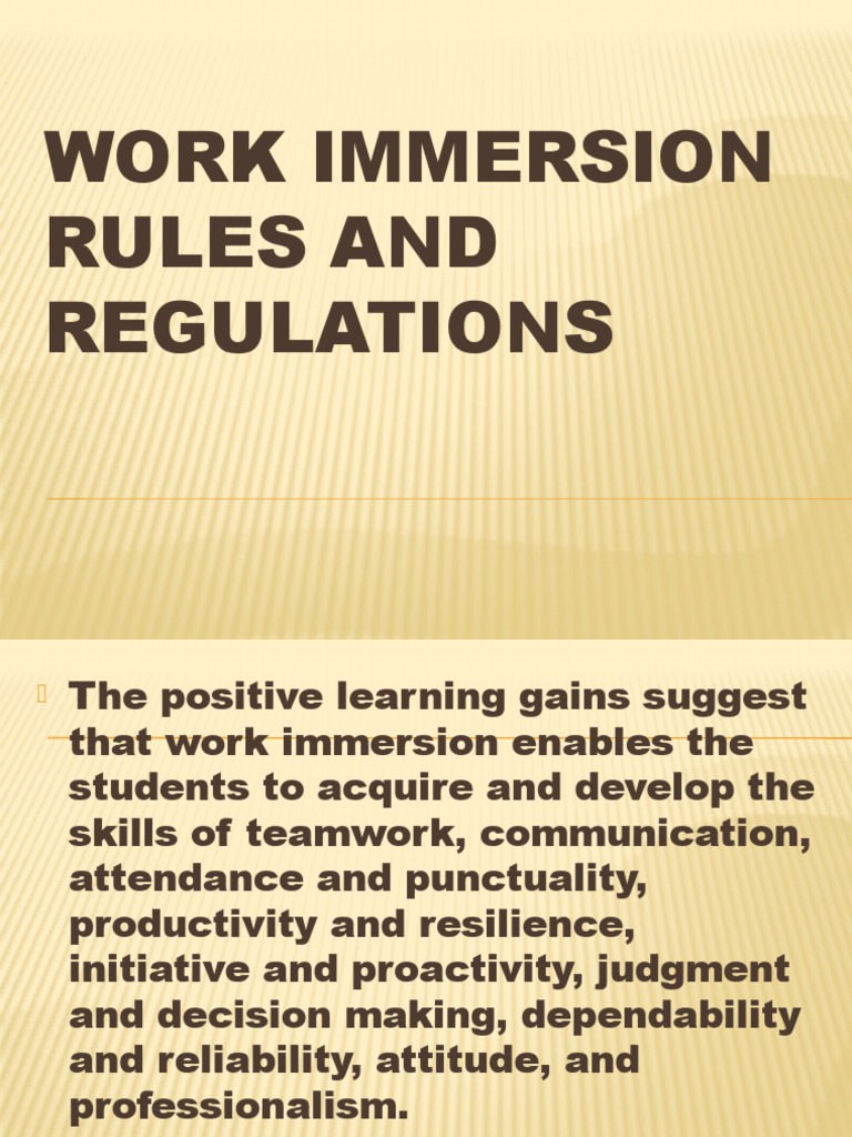 Work Immersion Rules and Guidelines | PDF | Human Communication ...