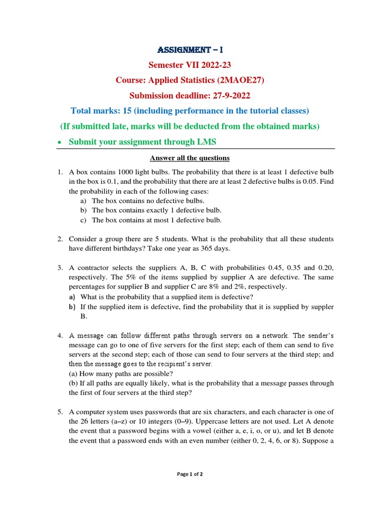 Assignment 1 Pdf Mean Standard Deviation