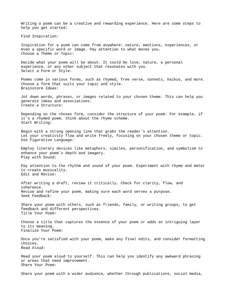 Poetry Writing Guide | PDF