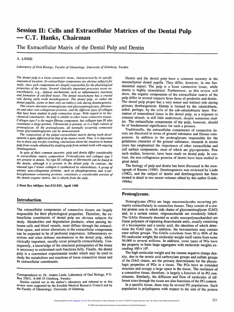 Dental Pulp Extracellular Matrix Overview | PDF | Extracellular Matrix ...