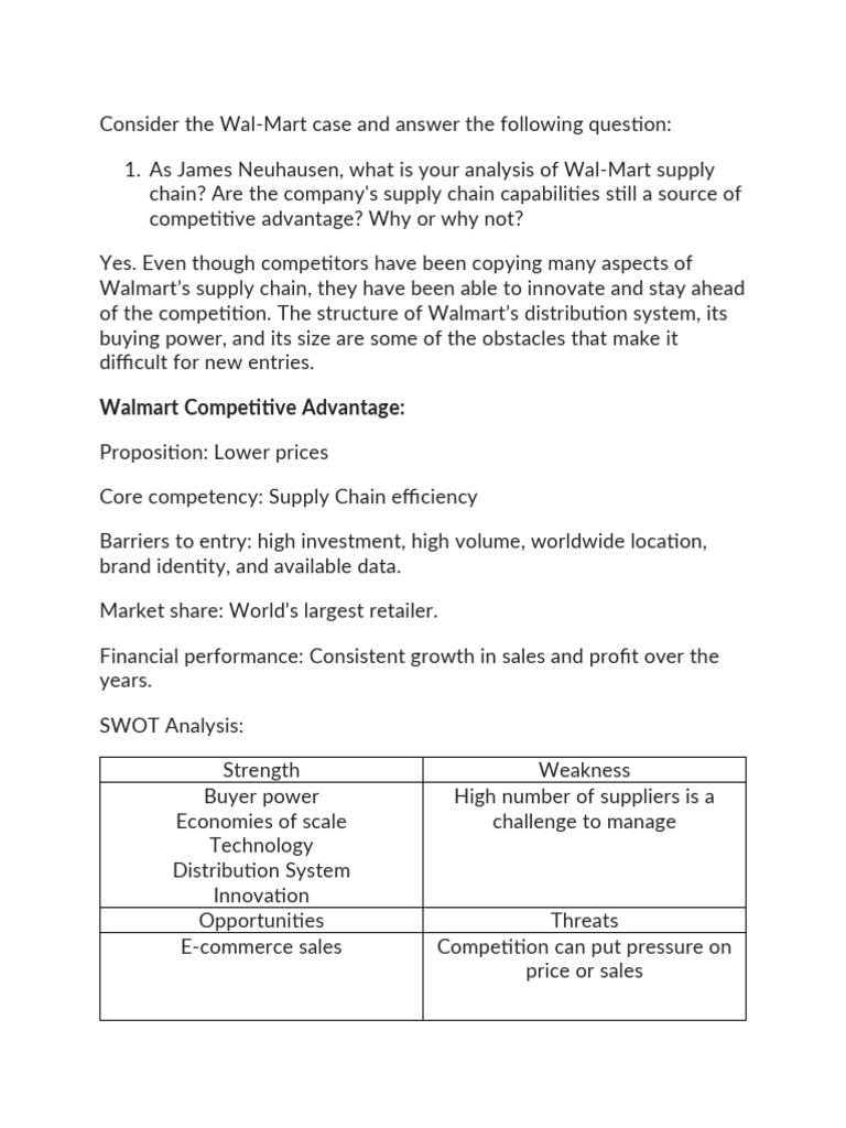 Walmart Case Study Pdf Supply Chain Walmart