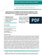 Interrelation of Viability and Productivity Indicators With Ethological Characteristics in The Growth and Development of Sur Karakol Lambs