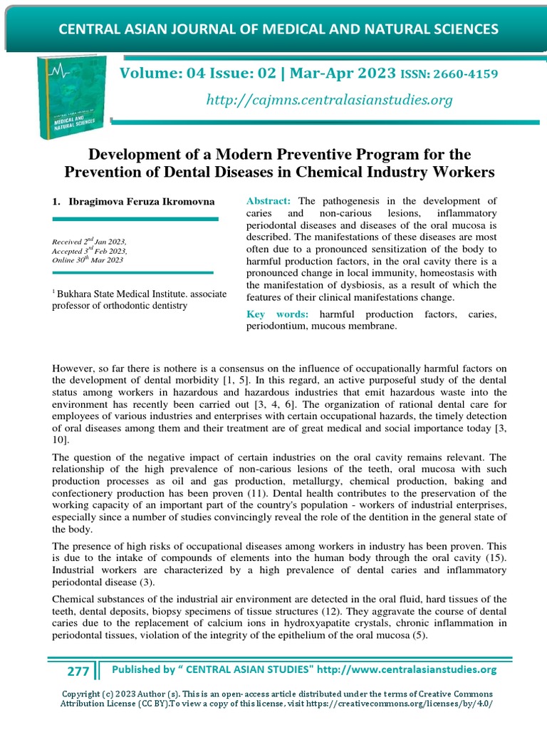 Development of A Modern Preventive Program For The Prevention of Dental ...