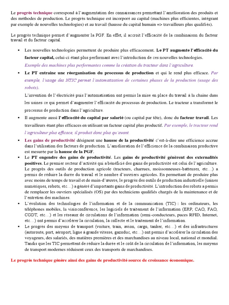 Définition et enjeux du progrès technique | PDF | Changement ...