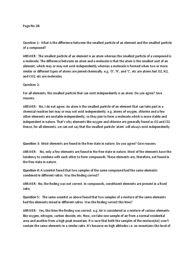 Understanding Atoms and Molecules for Class 7 | PDF | Science & Mathematics