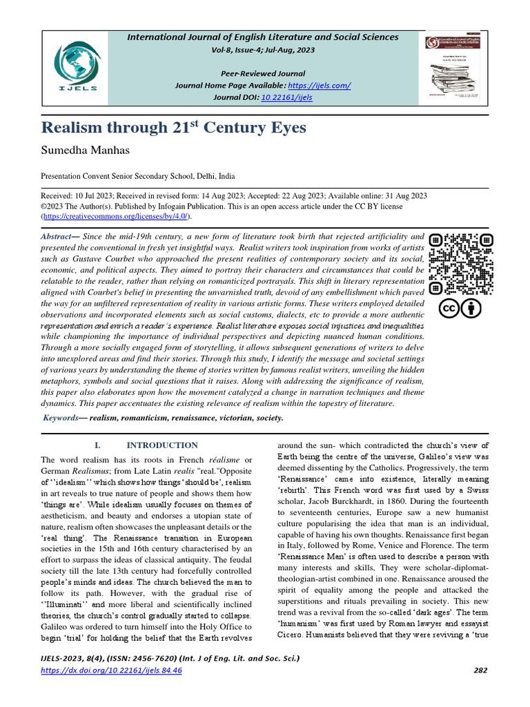 Realism Through 21st Century Eyes PDF Realism (Arts) Renaissance