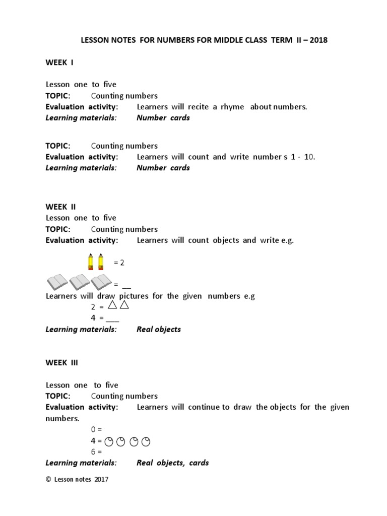Term 2 lesson notes for middle for number 2015 pdf