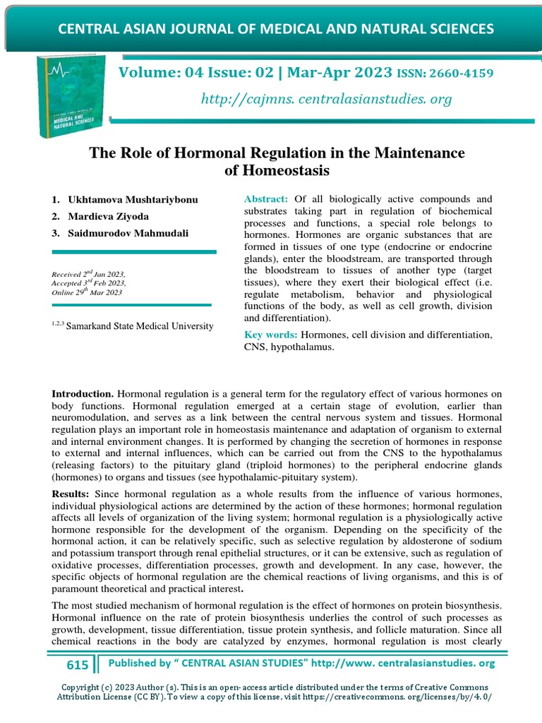 The Role of Hormonal Regulation in The Maintenance of Homeostasis | PDF ...