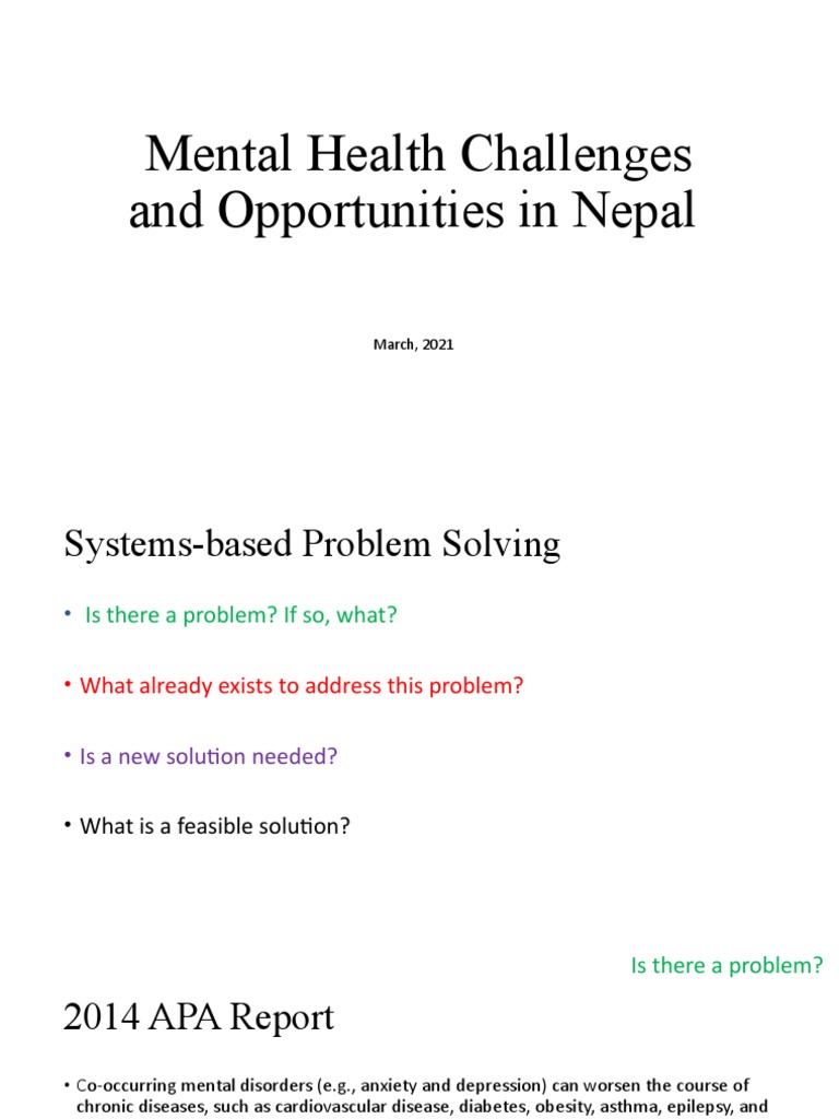 Mental Health Challenges in Nepal | PDF | Mental Disorder | Major ...