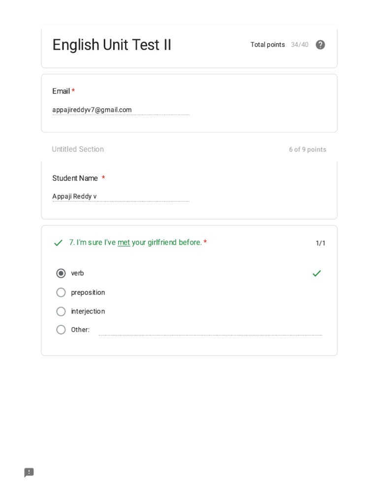 English Unit Test II PDF