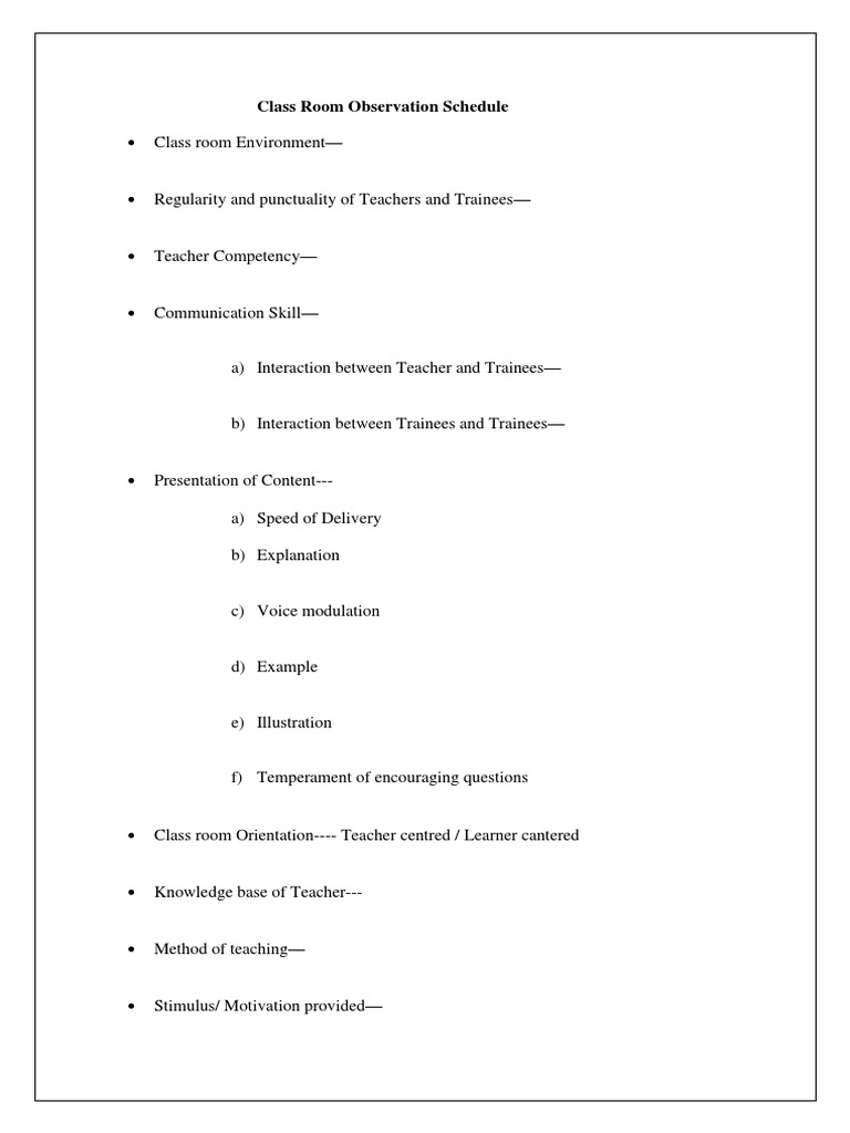 Observation Schedule | PDF