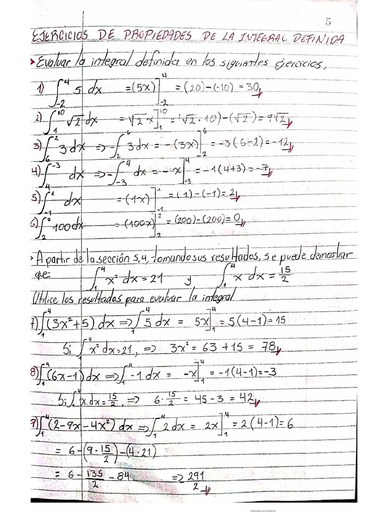 Ex. Propiedades de La Integral Definida | PDF
