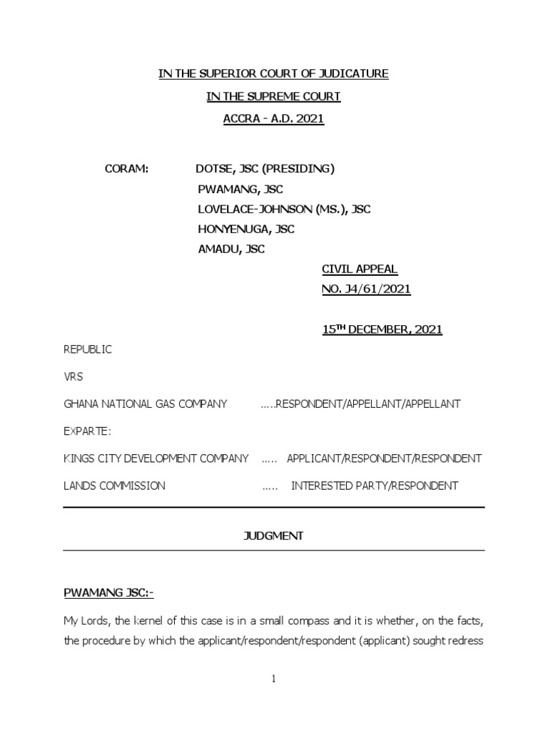 Mandamus Case: Ghana Gas Compensation | PDF
