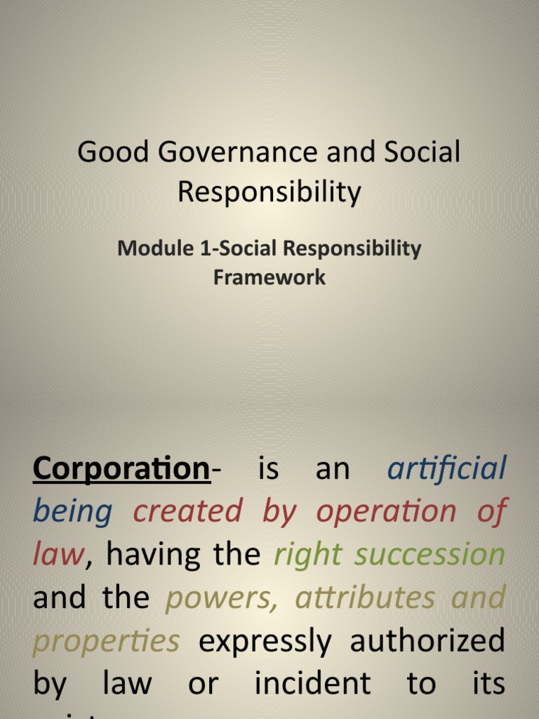 Governance and Social Responsibility Overview | PDF | Corporate Social ...