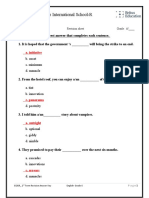 Gr. 6 - Vocab Revision Sheet Answer Key