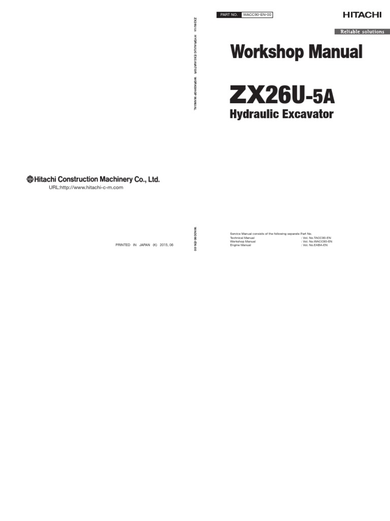 Service Manual Hitachi ZX26U-5A Excavator (Preview) | PDF