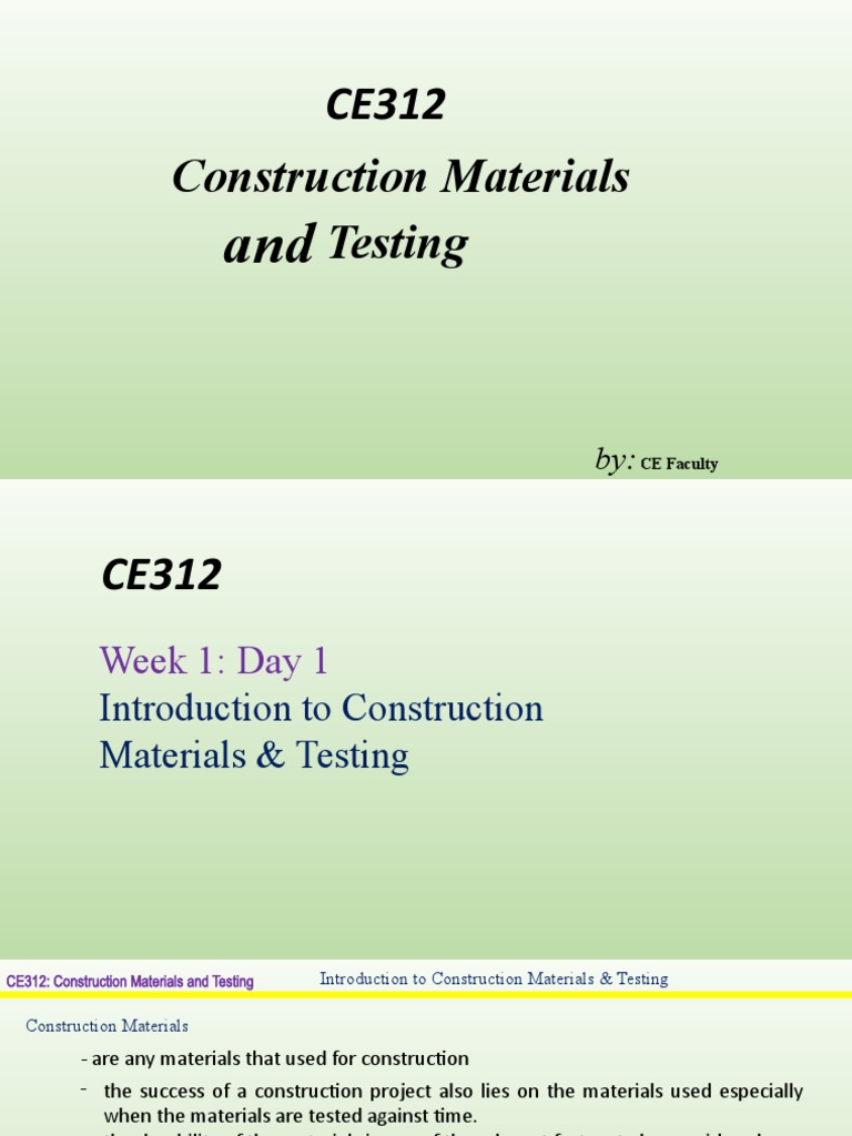 Lecture Note 1. Introduction To Construction Materials Testing | PDF