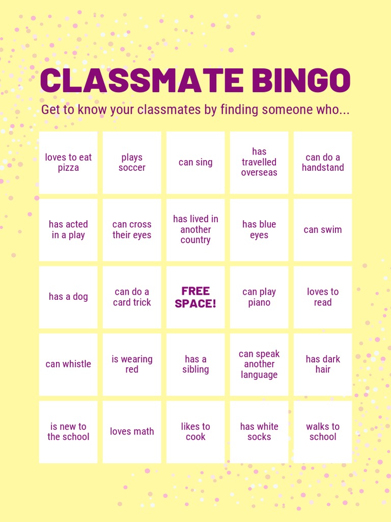 Classmate Bingo PDF