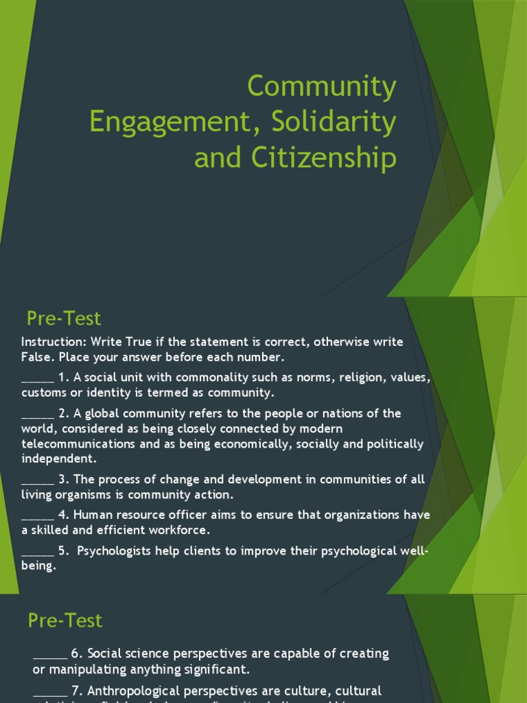 Community Engagement Pre-Test Guide | PDF | Non Governmental ...