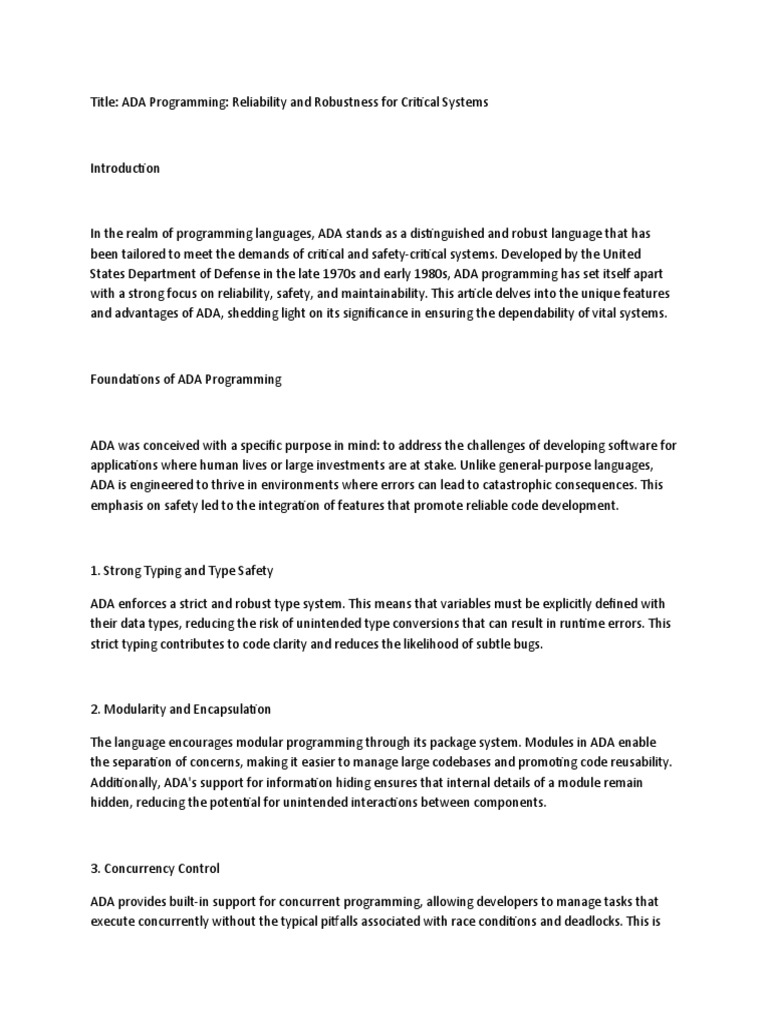 What Is Ada Programming | PDF | Reliability Engineering | Computer ...