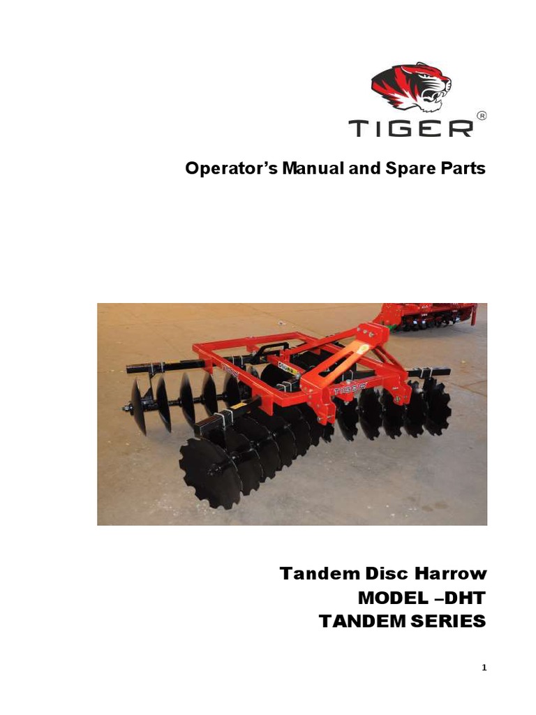 Tandem Disc Harrow Manual 1 18 PDF Tractor Bearing (Mechanical)