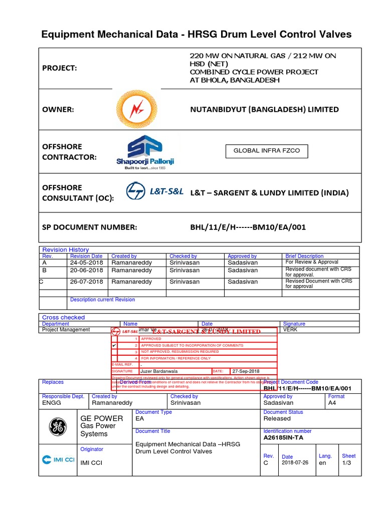 HRSG Drum Level Control Valves PDF Valve Machines
