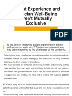 Patient Experience and Clinician Well-Being Aren’t Mutually Exclusive
