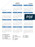 2023 Calendar With Holidays Portrait Sunday Start en TZ