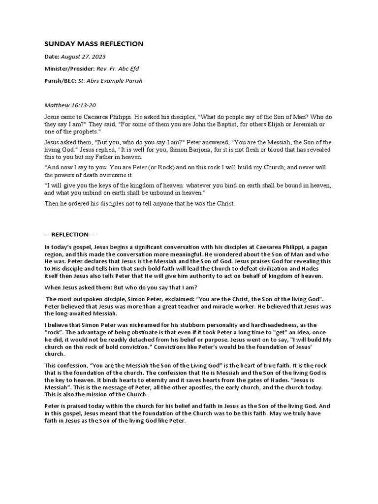 mt 16 13 20 homily