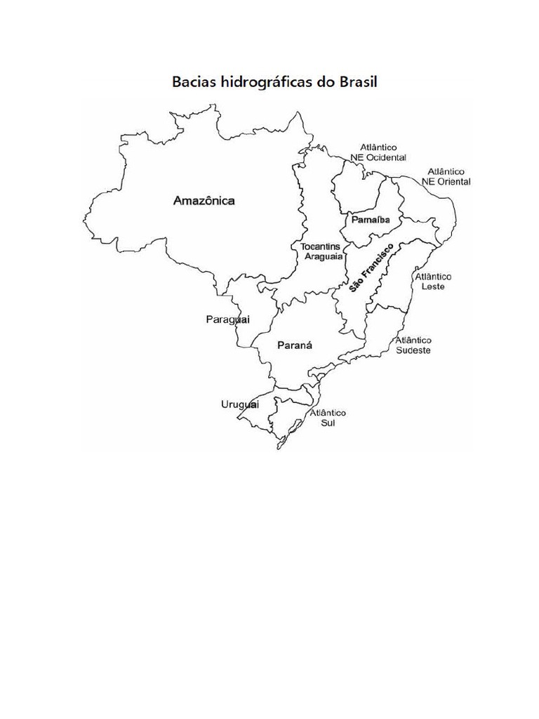 Mapa bacias hidrogáficas do Brasil - para colorir | PDF