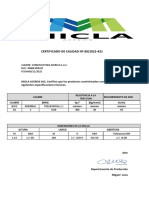 Certificado de Calidad Mallas