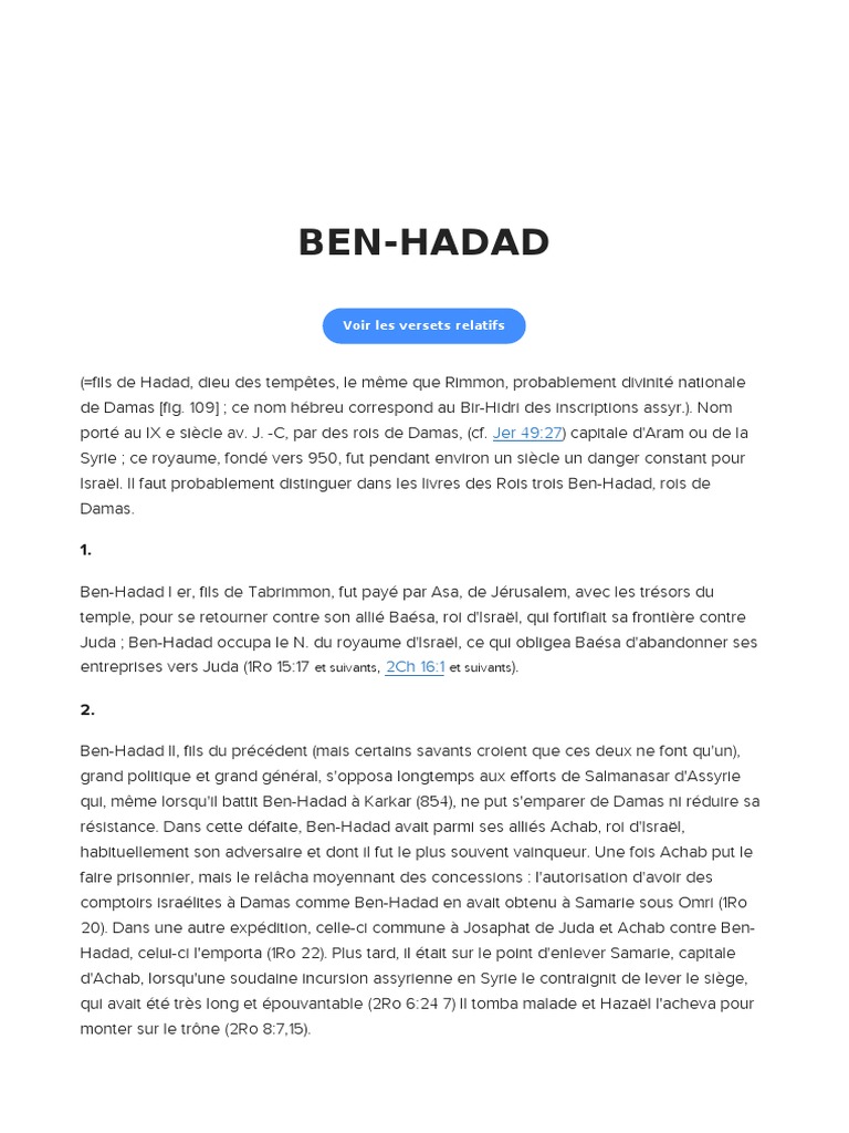 Histoire des rois Ben-Hadad de Damas | PDF | Royaume de Juda | Histoire ...