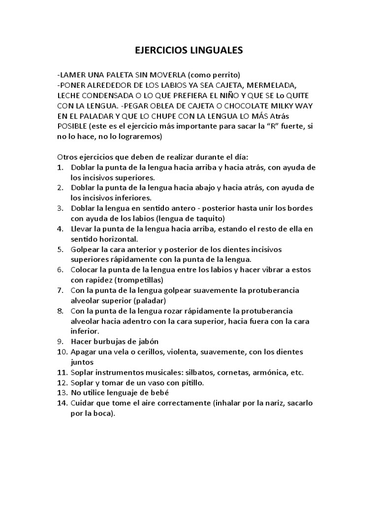 Ejercicios para Fortalecer la Lengua | PDF | Artes del Lenguaje y ...
