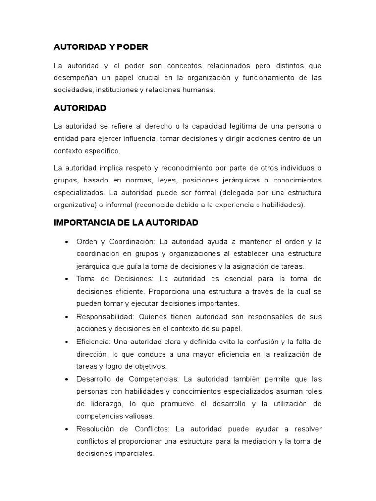 Importancia y Reconocimiento de la Autoridad | PDF