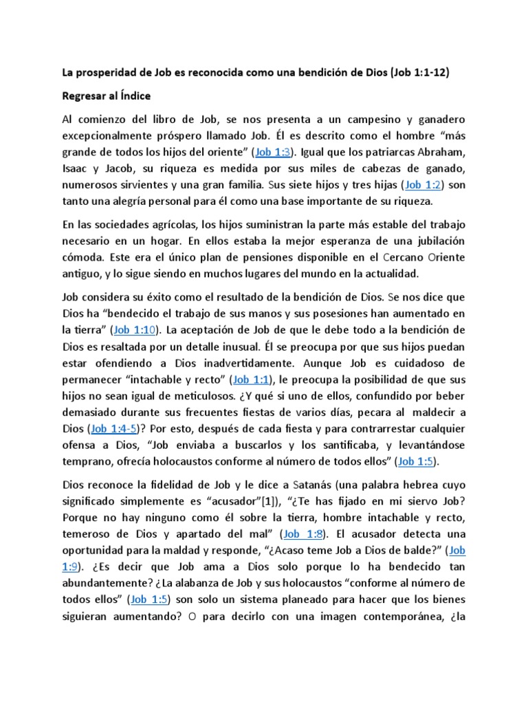La Prosperidad de Job Es Reconocida Como Una Bendición de Dios | PDF ...
