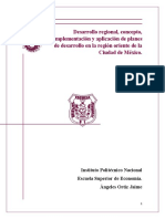 Desarrollo Regional, Concepto, Implementación y Aplicación de Planes de Desarrollo en La Región Oriente de La Ciudad de México