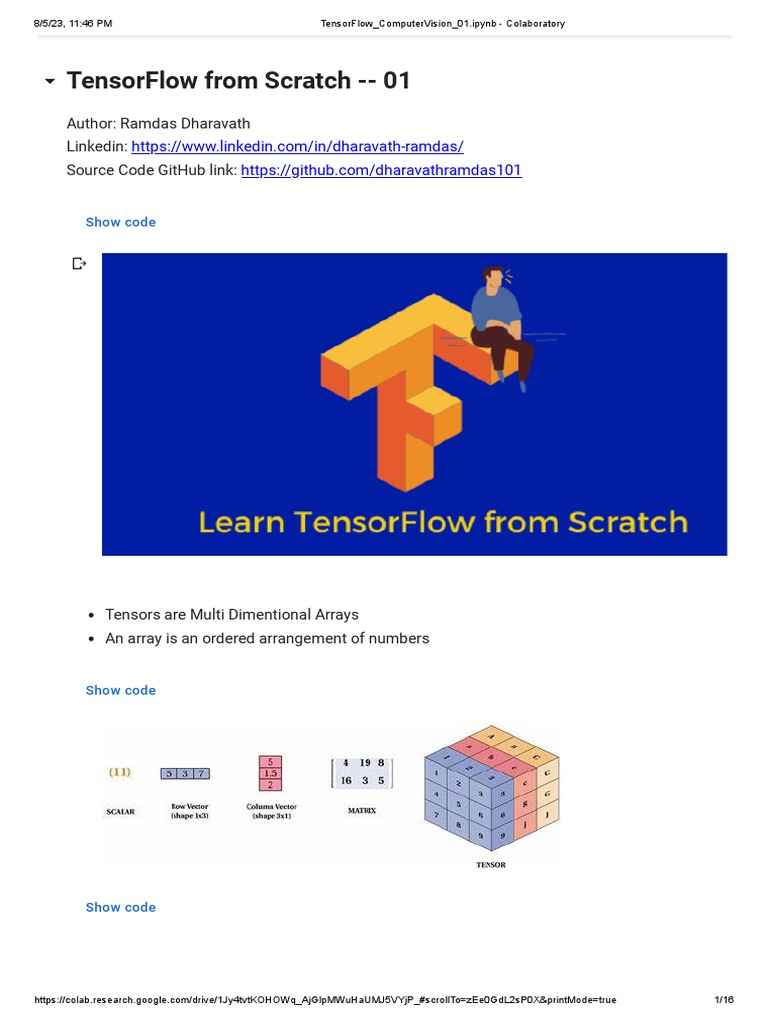 Tensorflow From Scratch - 01 | PDF | Computers | Technology & Engineering