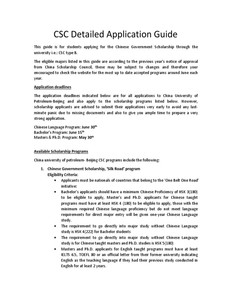 CSC Scholarship Application Guide | PDF | Engineering | Doctor Of ...