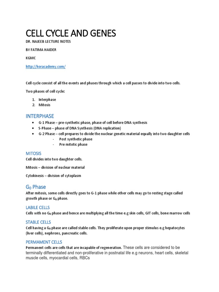 01 - Cell Cycle and Genes Biology Diagrams