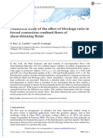 Numerical Study of The Effect of Blockage Ratio in Forced Convection Confined Flows of Shear Thinning Fluids