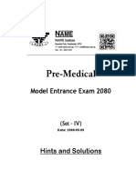 Pre-Medical: Model Entrance Exam 2080