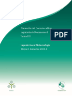 Planeación Del Docente en Línea Ingeniería de Bioprocesos I Unidad III