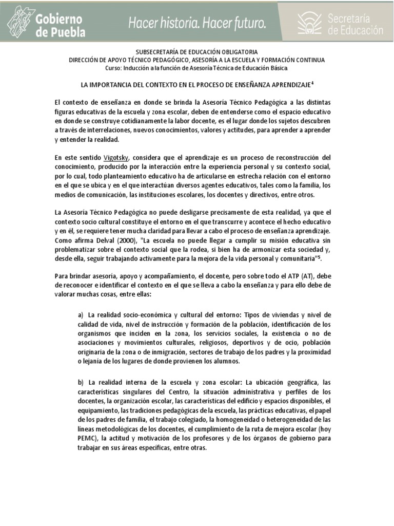 Importancia del Contexto en Educación | PDF | Aprendizaje | Enseñando