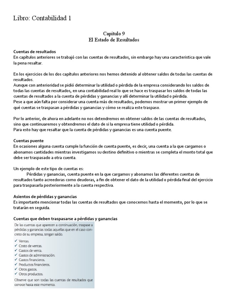 Contabilidad. Capitulo 9 | PDF | Estado de resultados | Contabilidad