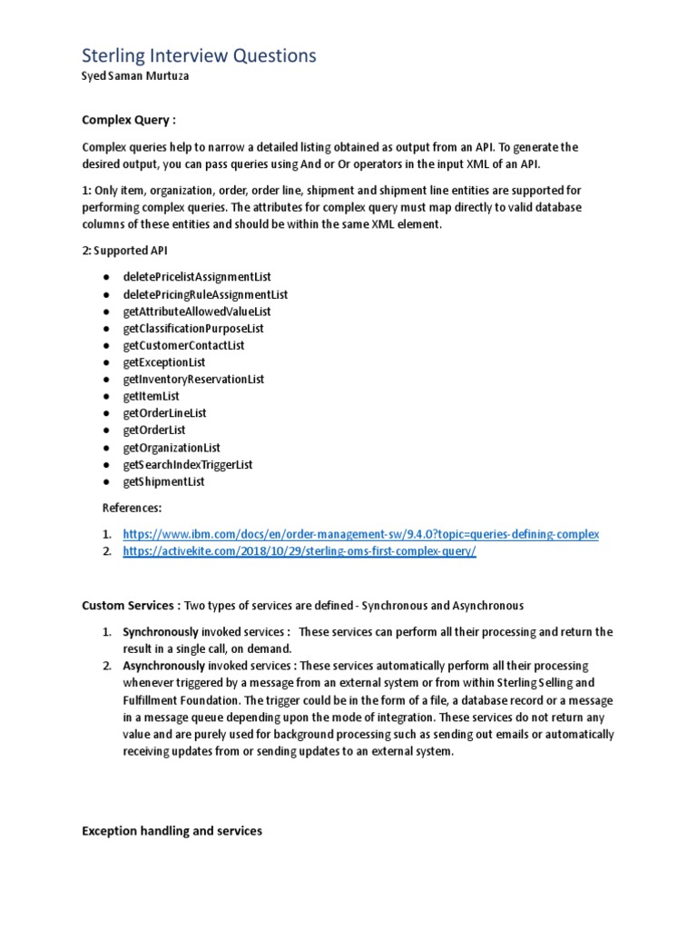 Sterling OMS Interview Questions Guide | PDF | Databases | Computing