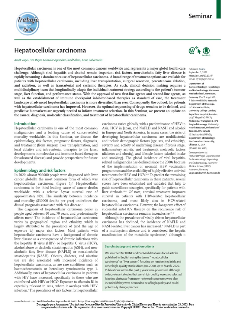 Hepatocellular Carcinoma | PDF | Cirrhosis | Hepatitis