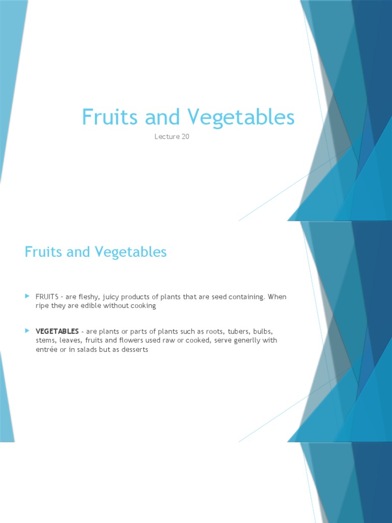 L15 Fruits And Vegetables Lecture Download Free Pdf Vegetables