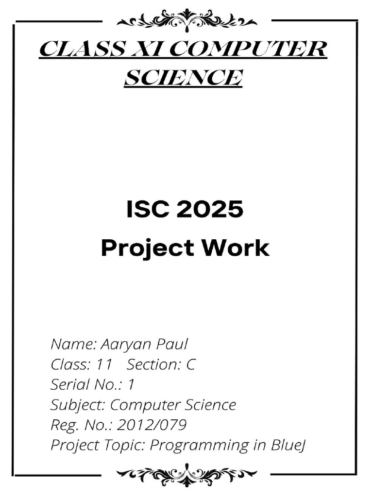 Computer project isc class 11 1st term pdf