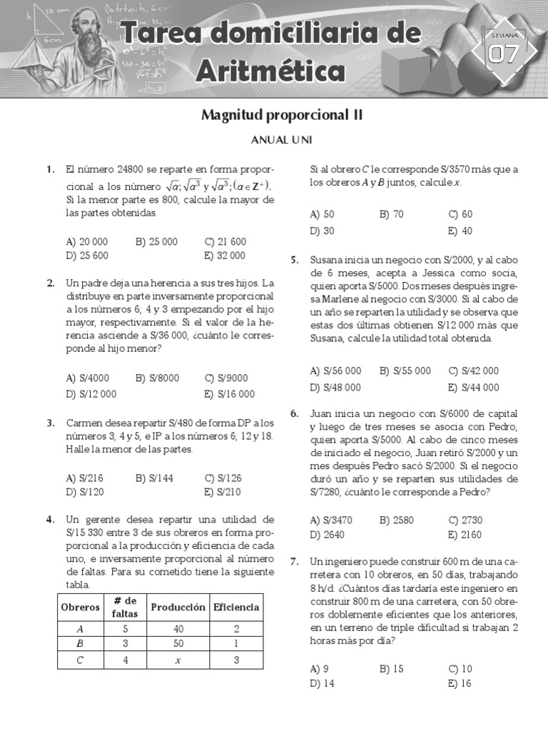 Ejercicios de Aritmética Proporcional | PDF | Operaciones militares ...